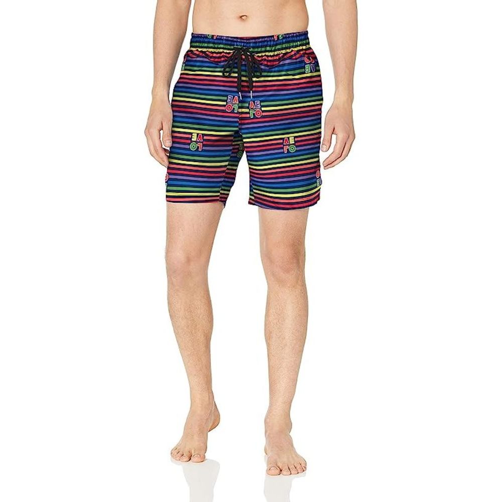 2(X)IST Mens Quick Dry Printed Board Short with Pockets Swimwear,Multi,Large